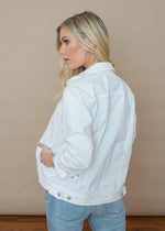 Blank NYC Head In The Clouds Denim Jacket-White-Hand In Pocket