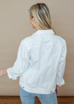 Blank NYC Head In The Clouds Denim Jacket-White-Hand In Pocket