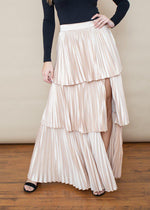 Annika Satin Pleated Tiered Maxi Skirt -***FINAL SALE***-Hand In Pocket