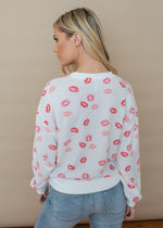 Z Supply Kissed "Lips" Crewneck Pullover-Hand In Pocket