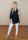 Bobi Beach Crepe Dolman Button Down Sleeve Blouse -***FINAL SALE**-Hand In Pocket