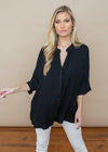 Bobi Beach Crepe Dolman Button Down Sleeve Blouse -***FINAL SALE**-Hand In Pocket