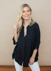 Bobi Beach Crepe Dolman Button Down Sleeve Blouse -***FINAL SALE**-Hand In Pocket