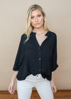 Bobi Beach Crepe Dolman Button Down Sleeve Blouse -***FINAL SALE**-Hand In Pocket