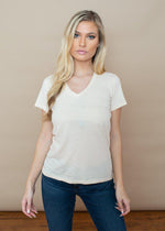 Bobi Basic V-Neck Tee- Nudist-Hand In Pocket