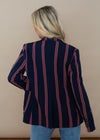 BB Dakota Pink Stripe Put a Pin in it Navy Blazer ***FINAL SALE***-Hand In Pocket
