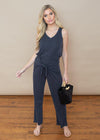 BB Dakota Got To Be Free Charcoal Ribbed Tie Front Pants ***FINAL SALE***-Hand In Pocket