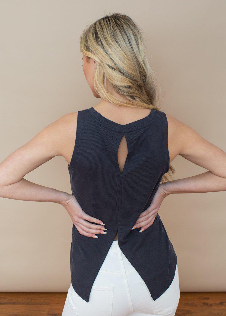 BB Dakota Off Duty Charcoal Back For More Muscle Tank-Hand In Pocket