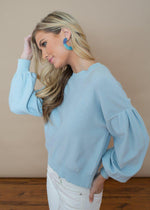 Lucy Paris Louise Blue Puff Sleeve Sweater-***FINAL SALE***-Hand In Pocket