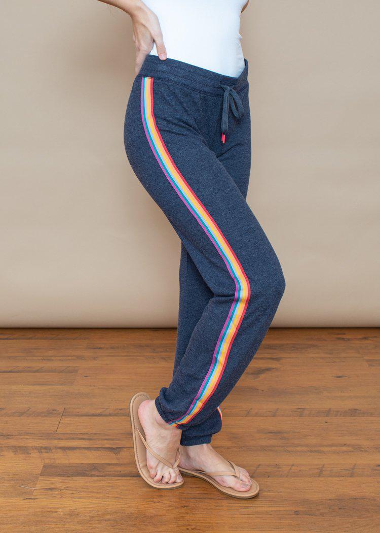 PJ Salvage Rainbow Stripe Banded Pant-Navy ***FINAL SALE***-Hand In Pocket
