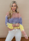 Washed Tie Dye Rainbow Long Sleeve Pullover-Hand In Pocket