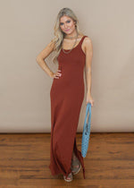 Bobi Copper Soft Tank Maxi Dress-Hand In Pocket