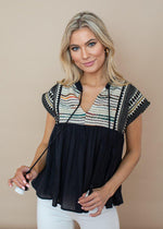THML Multi Colored Embroidered Tassel Top-Hand In Pocket