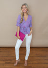 Adelyn Rae Periwinkle and Pink Loma Printed Blouse-***FINAL SALE***-Hand In Pocket