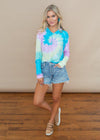 Rainbow Tie Dye Chaser Cozy Knit Hoodie-$88-Hand In Pocket