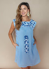 J. Marie Libby Blue Two Tone Embroidered Dress-***FINAL SALE***-Hand In Pocket