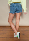 Agolde Parker Denim Shorts-Lowkey-Hand In Pocket