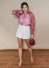 Karlie Pink Floral Puff Sleeve Top-***FINAL SALE***-Hand In Pocket