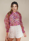 Karlie Pink Floral Puff Sleeve Top-***FINAL SALE***-Hand In Pocket