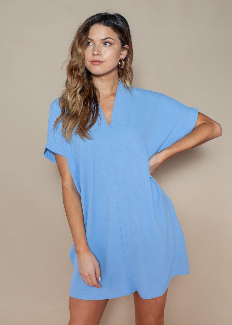 Karlie Light Blue Seville Tunic Dress-Hand In Pocket