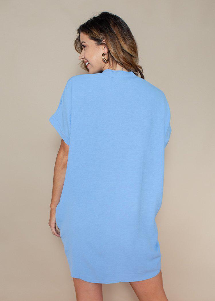 Karlie Light Blue Seville Tunic Dress-Hand In Pocket
