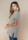 Miramar Sage Green V-Neck Tunic-Hand In Pocket