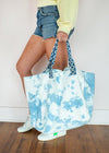 Urban Expression Marbella Canvas Blue and White Tie Dye Tote-Hand In Pocket