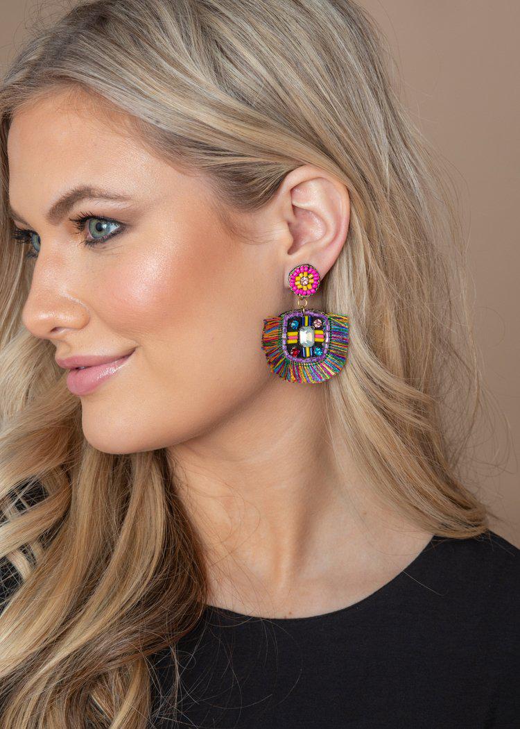 Makaha Rainbow Jeweled Drop Earrings-Hand In Pocket