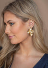 Bougainvillea Gold Floral Pearl Accent Drops-Hand In Pocket