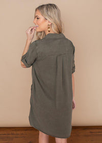 Velvet Heart Macey Olive Green Tunic Dress-Hand In Pocket