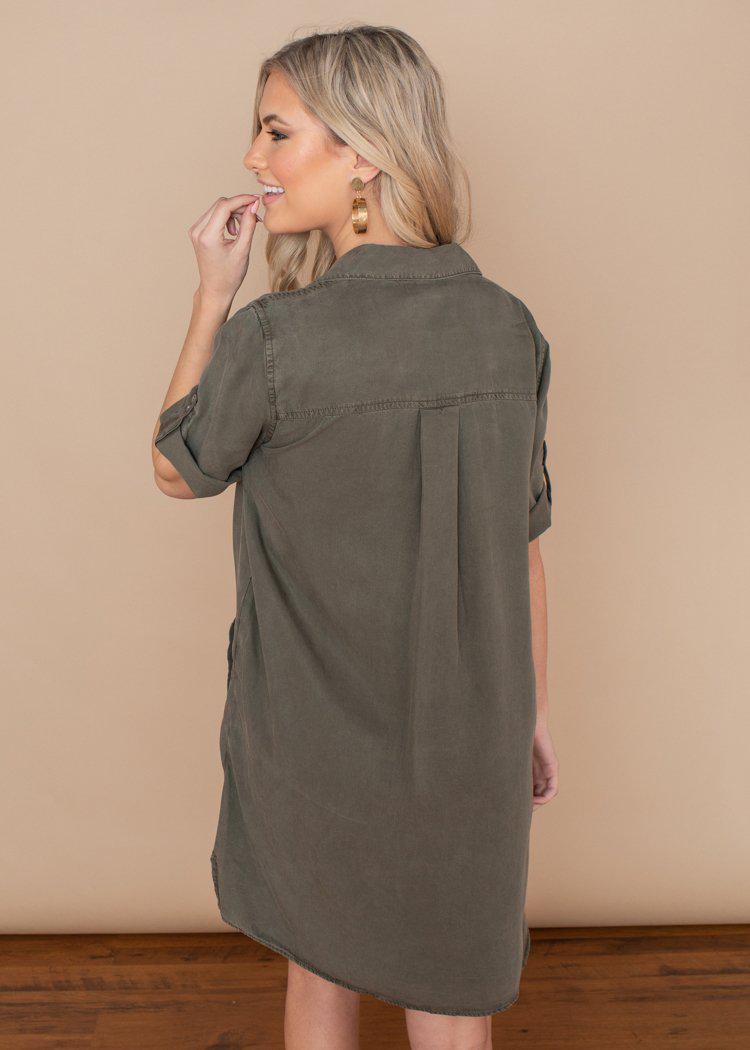 Velvet Heart Macey Olive Green Tunic Dress-Hand In Pocket