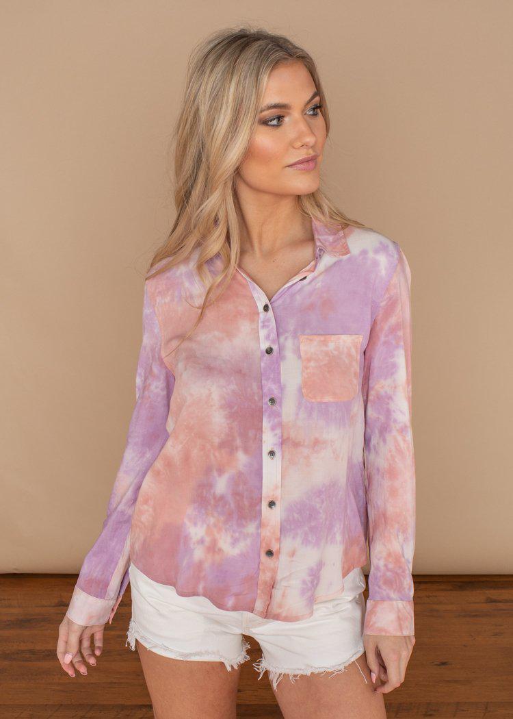 Velvet Heart Markella Tie Dye Button Up-***FINAL SALE***-Hand In Pocket
