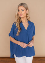 Karlie Denim Essential V Neck Blouse-Hand In Pocket