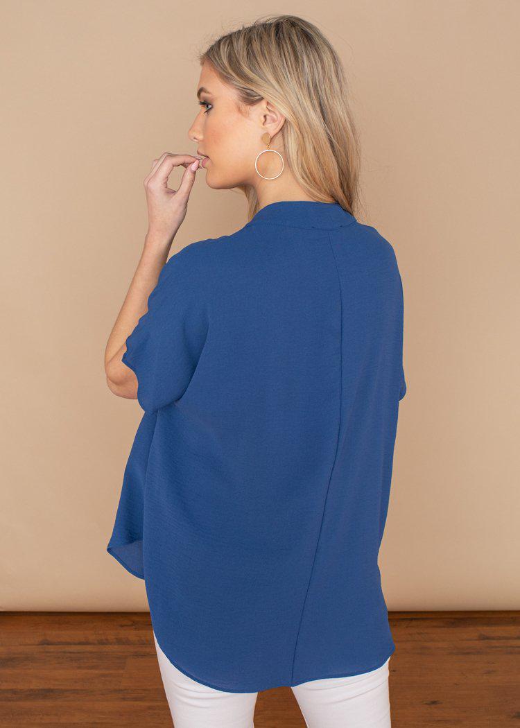 Karlie Denim Essential V Neck Blouse-Hand In Pocket