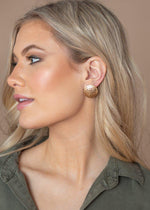 Gold Aperature Post Earrings-Hand In Pocket