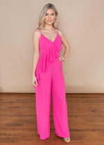 Do + Be Hot Pink Ruffle Front Tank Jumpsuit-***FINAL SALE***-Hand In Pocket