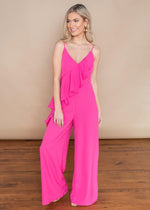 Do + Be Hot Pink Ruffle Front Tank Jumpsuit-***FINAL SALE***-Hand In Pocket