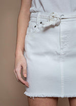 BB Dakota Optic White Tie on Life Denim Skirt-***FINAL SALE***-Hand In Pocket
