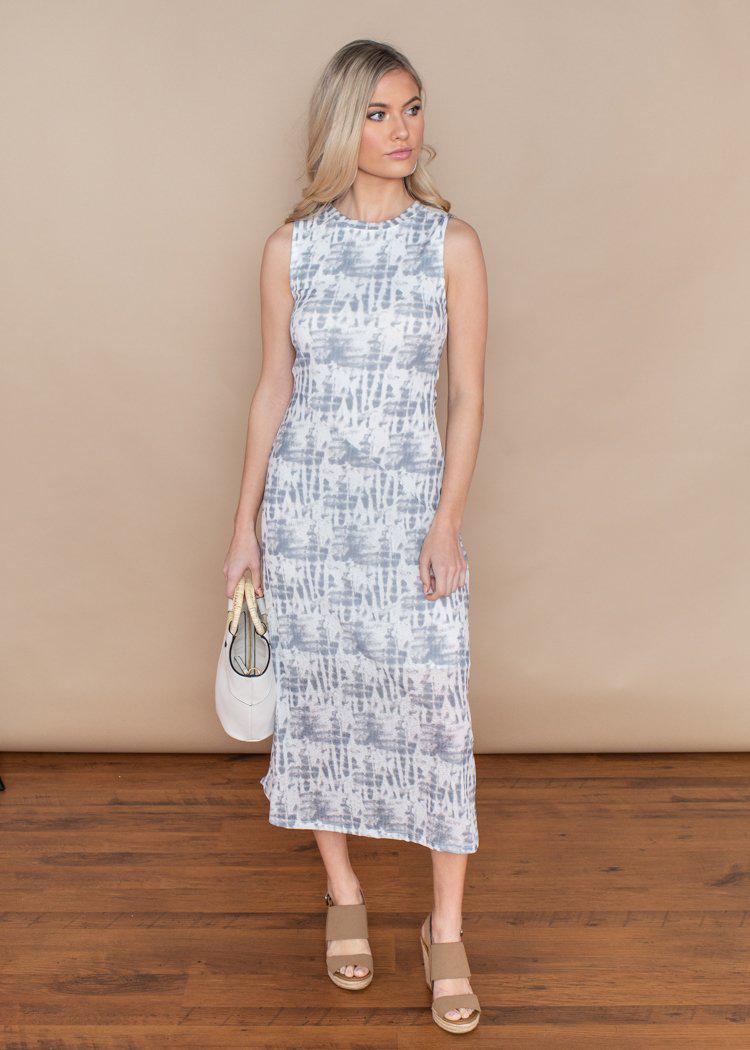 RD Style Blue and White Tie Dye Knit Dress-Hand In Pocket