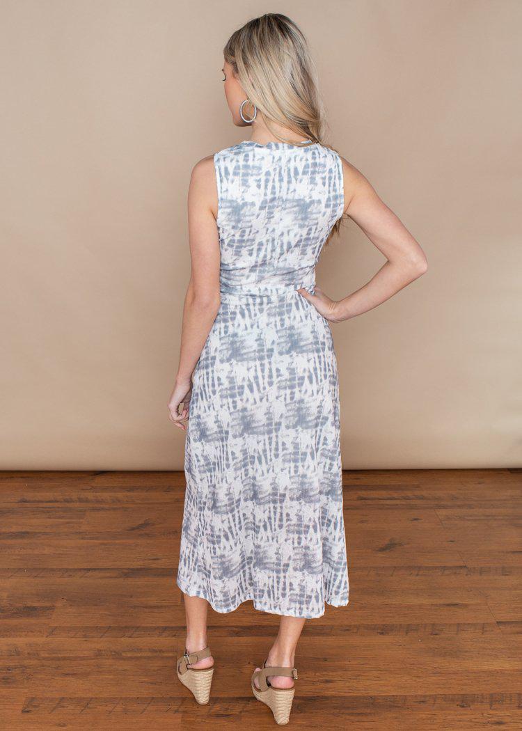 RD Style Blue and White Tie Dye Knit Dress-Hand In Pocket