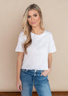 Bobi White Short Sleeve Cropped Tee-Hand In Pocket