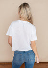 Bobi White Short Sleeve Cropped Tee-Hand In Pocket