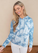 Bobi Blue and White Tie Dye Hoodie-Hand In Pocket