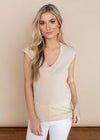 Bobi Ecru V-Neck Muscle Tank-Hand In Pocket