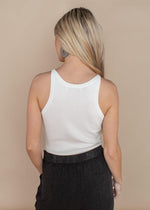 Endless Rose Ribbed Racer Tank- White-Hand In Pocket