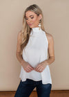Karlie Ivory Mock Neck Tank-Hand In Pocket