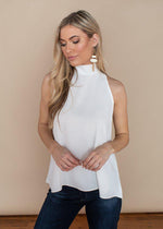 Karlie Ivory Mock Neck Tank-Hand In Pocket