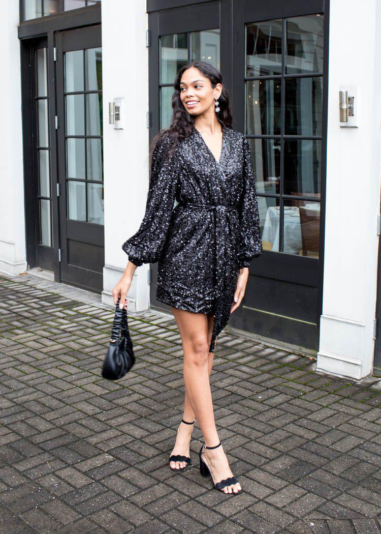 Adelina Sequin Wrap Dress-***FINAL SALE***-Hand In Pocket
