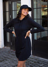 Chaser Slub French Terry Long Sleeve Funnel Neck Shirttail Dress-***FINAL SALE***-Hand In Pocket