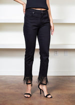 BB Dakota Lily Feather Trimmed Ankle Cropped Jean-***FINAL SALE***-Hand In Pocket